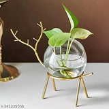 Gold-colored glass geometric deer shape planter set (2 pcs), Indian craftsmanship, 14cm x 20cm x 8cm