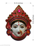 Red polyfibre Mahalakshmi face figurine, Marghshish devi for prosperity and wealth