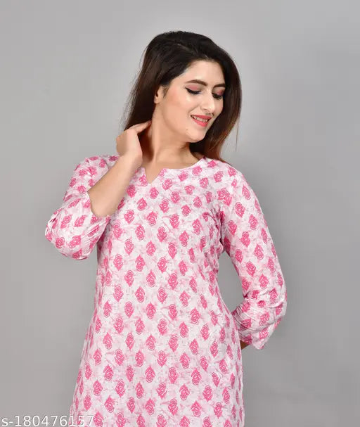 Pure cotton nightsuit for women, printed net, three-quarter sleeves - limited edition premium Indian cotton sleepwear