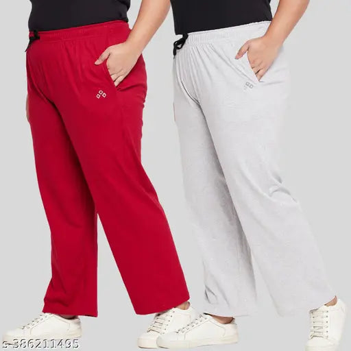 Trendy cotton plus size pyjamas for women, track pants combo, 2 side pockets, relaxed fit