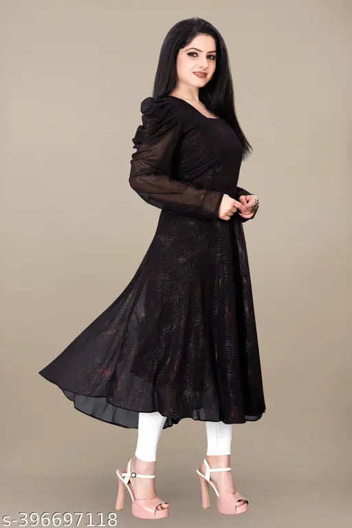 Trendy Georgette Cotton Kurta and Dupatta set - Indian fashion for women in M, L, XL, XXL, XXXL sizes with three-quarter or long sleeves