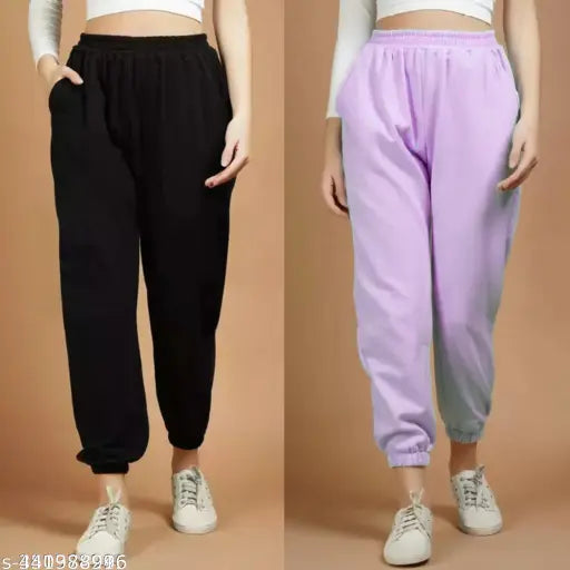 BlackLavender trendy women's wool joggers, stylish and comfortable winter athleisure wear