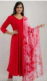 Red rayon three-quarter sleeve solid jumkaa, Indian traditional wear for women