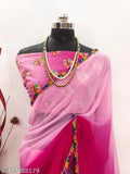 Pink silk saree with blouse