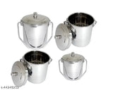 Metal jars with handles, set of three