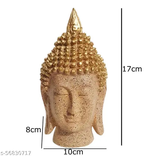 Black metallic resin Buddha head statue (H17cm x W10cm x L8cm), decorative art showpiece from India