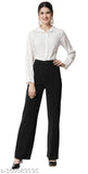 Black slim-fit women's pants with flared design, comfortable material