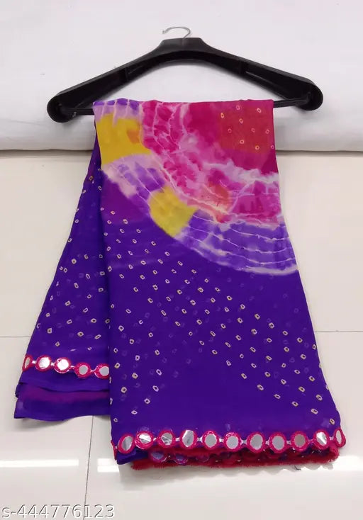 Purple Georgette saree with printed design, suitable for daily wear and festive occasions