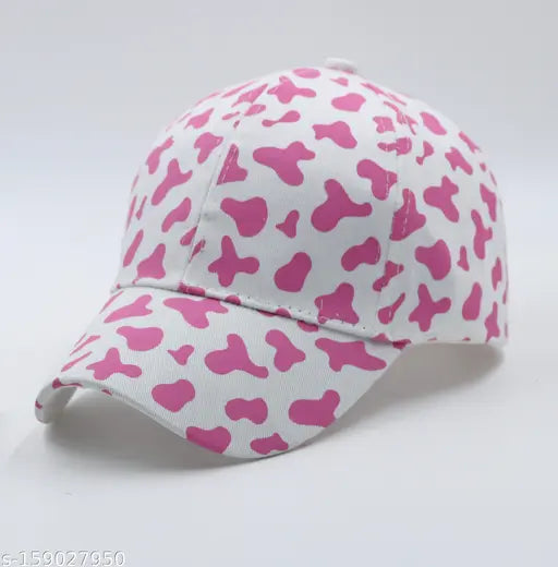 Cotton cow print white pink baseball cap - Kail onesize