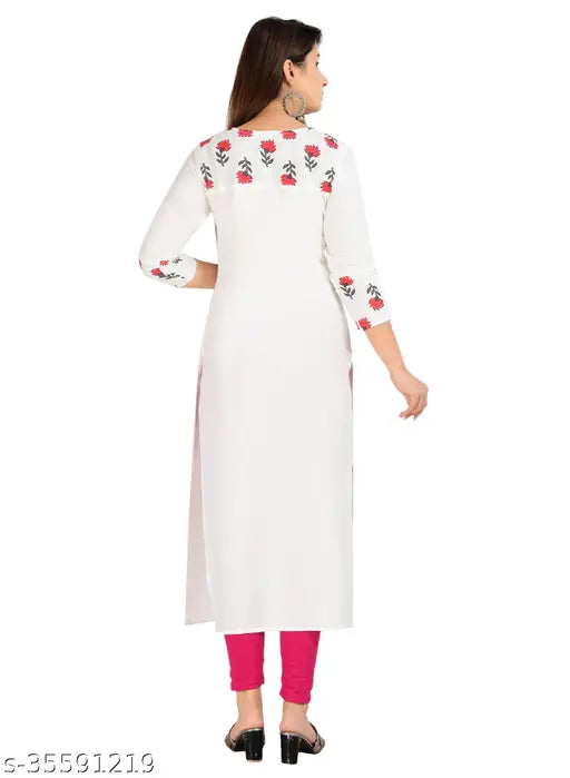 Elegant Printed Rayon Kurta for Women & Girls - Rayon, knee-length, intricate prints, versatile wear