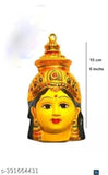 Handmade yellow aluminum Yantra showcasing Goddess Gowri, intricately detailed Varalakshmi & Ammavari faces, traditional Indian decorative piece