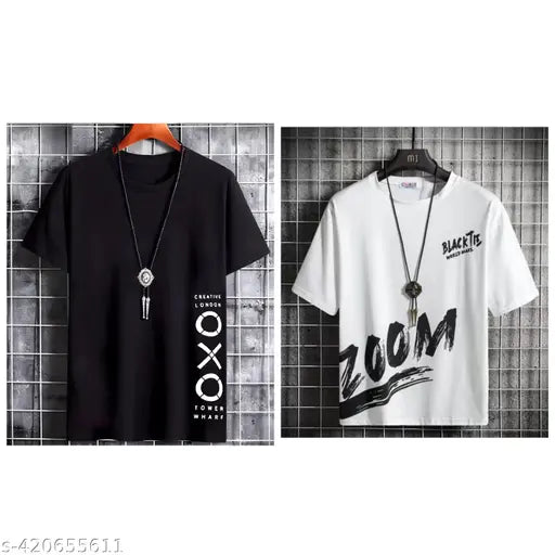 Dryfit Polyester Men's T-Shirts (2pcs), three-quarter sleeves, printed pattern. Ideal for gym, jogging, yoga, workout in summer. Quality tested and long-lasting. Made in India