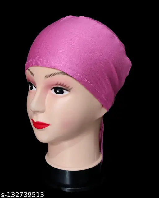 Pink cotton hijab cap under scarf