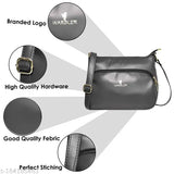 Black leather shoulder bag with multiple card slots