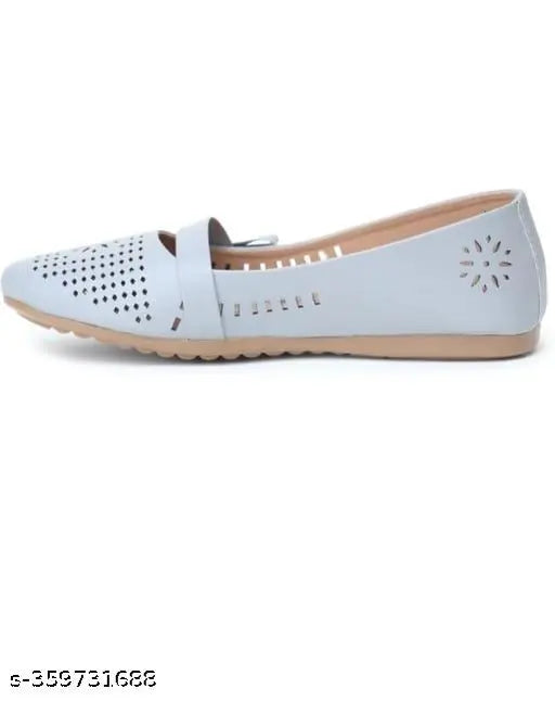 Grey synthetic ballerinas - slip-on women's flats, solid design in various sizes (IND-4, IND-5, IND-6, IND-7, IND-8) from India