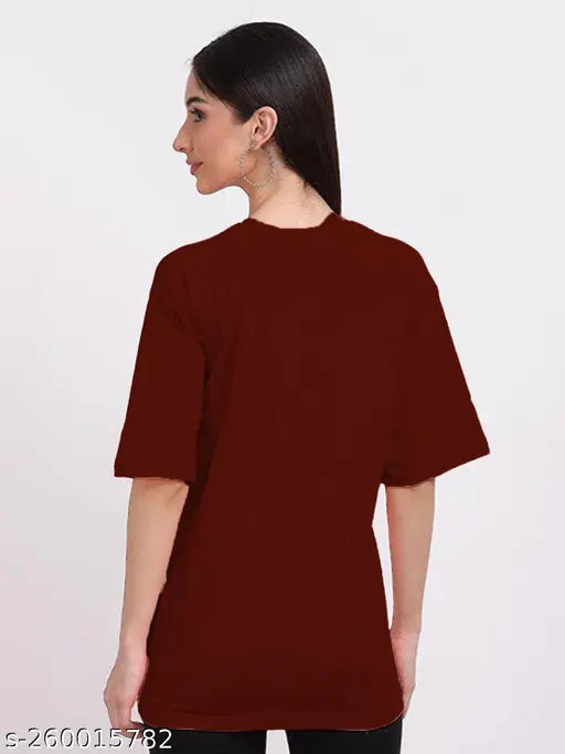Women's red oversized crew neck t-shirt