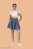 Stylish denim dark blue mini short skirt with belt and pockets for women & girls