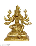 Golden brass Hindu God idol (13.5cm x 6.5cm x 11cm), decorative item for living room or bedroom, ideal spiritual or Feng Shui gift