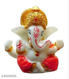 Yellow resin Ganesha idol, ideal for car dashboards, home decor, or gifts. Pack includes 1 statue (2x1x6.5 cm). Care instructions: wipe clean and dry. Made in India
