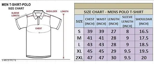 Men's regular fit polyester half sleeve solid casual polo t-shirt, printed net design. XL size with chest 37in and length 27in. Indian made men's polo t-shirt