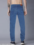 Just black men's slim light blue jeans, high-quality denim with stylish details and durable fit