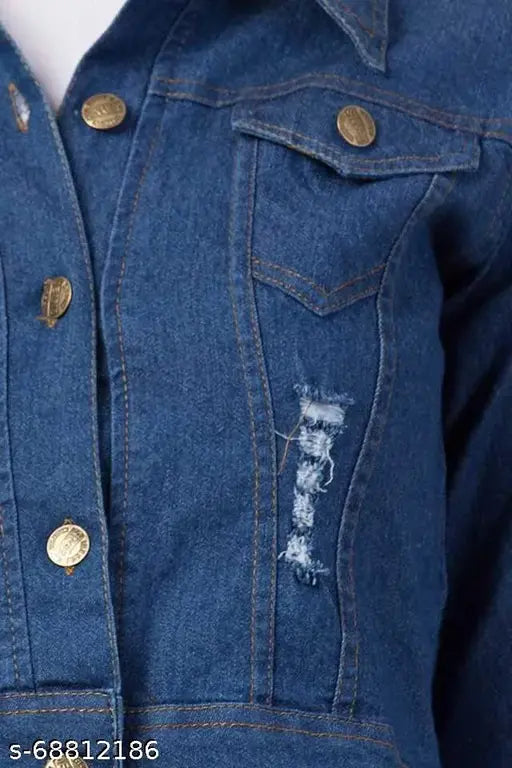 Blue denim casual jackets combo pack (2 pieces), long sleeve, solid pattern, Cotton fabric, SAMAN FASHION WEAR