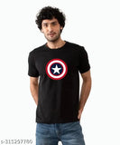 Captain America Shield design on soft cotton blend men's T-shirt, perfect fit for Marvel fans, made in India