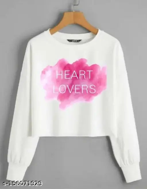 Lycra long sleeve crop top, printed net pattern, women's round neck, vibrant white design