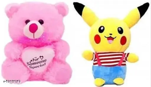 Multicolor Pikachu teddy bear, soft and huggable kids' toy for birthday gifts - 30cm (India-made)