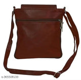 Leather crossbody bag, brown, zippered pockets, for girls and women
