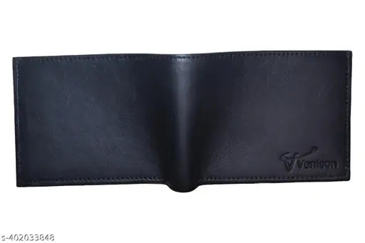 Genuine leather black men's casual evening/party wallet, premium quality, 2 compartments, solid design, free size (12cm x 9cm), great gift option for friends and family