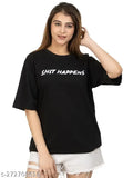 Magknit Latest Fancy and Designer Prints Cotton Blend Half Sleeves Lightweight Summer Trendy Oversize Baggy Loose Fit Drop Shoulder T shirts For Women