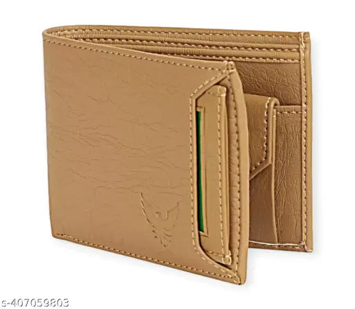 Beige faux leather men's wallet, durable for travel and parties, perfect for vacations or festivals (7 card slots)