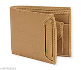 Beige faux leather men's wallet, durable for travel and parties, perfect for vacations or festivals (7 card slots)