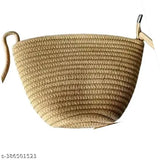 A large jute bag with multiple pockets, suitable for women