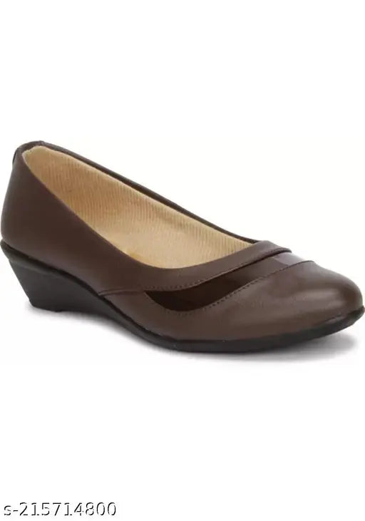 Synthetic leather brown ballerinas for women, stylish slip-on footwear for Indian sizes 3-9