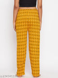 Yellow printed cotton women's lounge pants