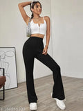 Black slim fit boot cut trousers women's fashion style