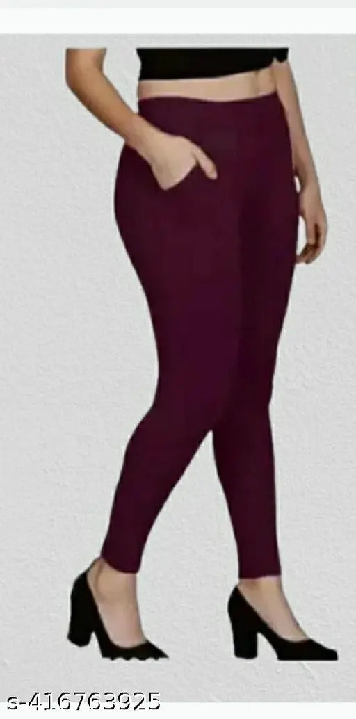 Cotton blend solid-colored women's jeggings pack of 2, elegant fashion for various sizes