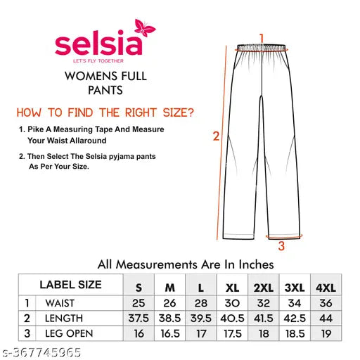 Women's cotton night pyjamas with drawstring waist, 100% cotton, size chart included