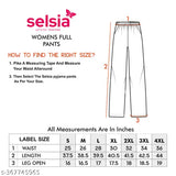 Women's cotton night pyjamas with drawstring waist, 100% cotton, size chart included