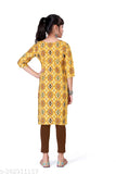 Fancy modern cotton floral printed kurti for teens, soft & comfortable, three-quarter sleeves. Indian ethnic wear with stylish designs, perfect for casual wear with jeans or leggings