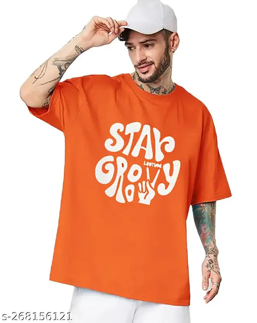 Plus-size cotton blend printed half sleeve t-shirt, vibrant and oversized, Trond stylish sensation