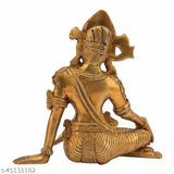 Brass Shubh Sanket Vastu Lord Indra sitting statue, 7-inch height, traditional Indian home decor