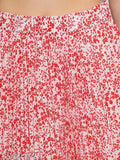Red and white floral print chiffon skirt