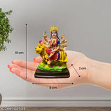 Multicolor terracotta Durga idol, hand-painted with clothing and jewelry, ideal for spiritual puja, home decor, or Diwali gifts