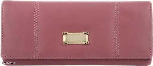 Hot pink faux leather clutch wallet with card slots