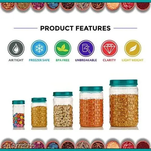 30Pcs BEST BUY Kitchen Set Plastic Container Storage Containers Box Air Tight Combo Set - 250 ml, 300 ml, 650 ml, 1200 ml, 2000 ml Plastic Grocery Container (Pack of 30, Sea-Green)