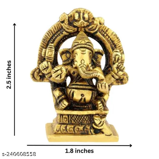 Brass Ganesha statuette (Height 2.5 inch, 110gm), ornate home decor item from India
