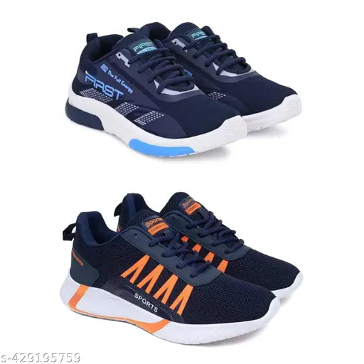 Casual kid's shoes, blue, white, black, orange laces